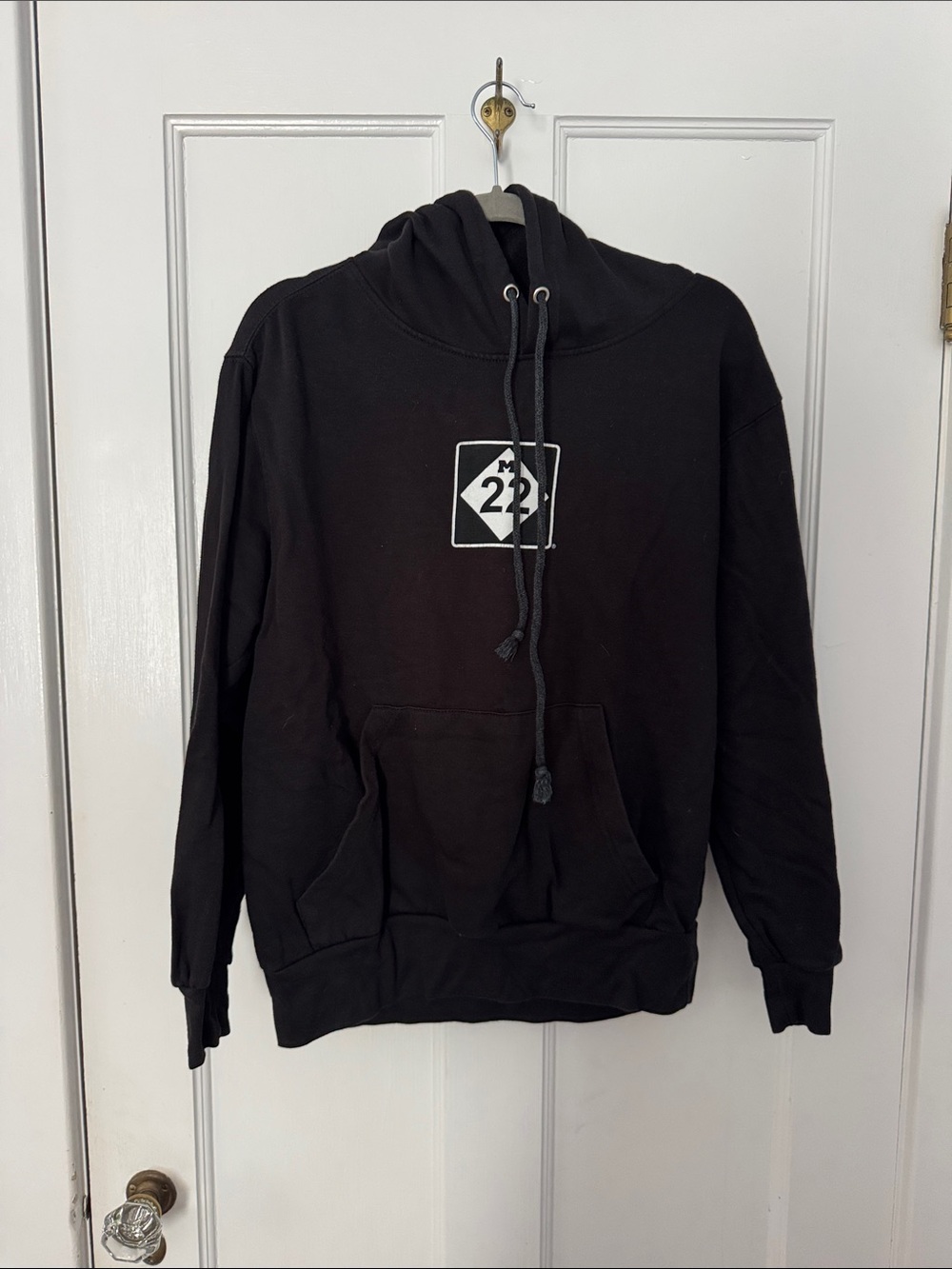 M22 Black Pullover Hoodie with Center Graphic